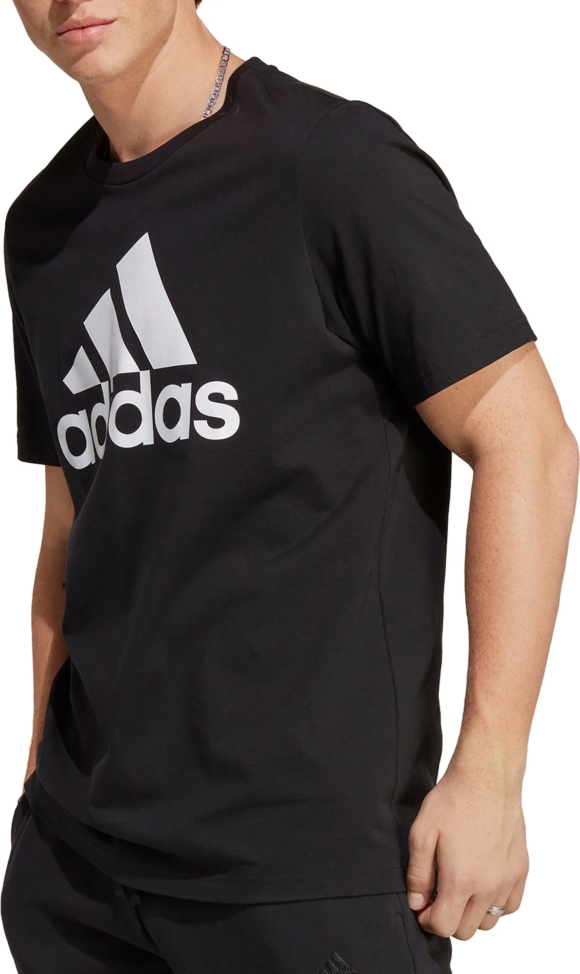 hypoallergenic material Retro Style adidas Essentials Big Logo Short Sleeve Mens Top - Black