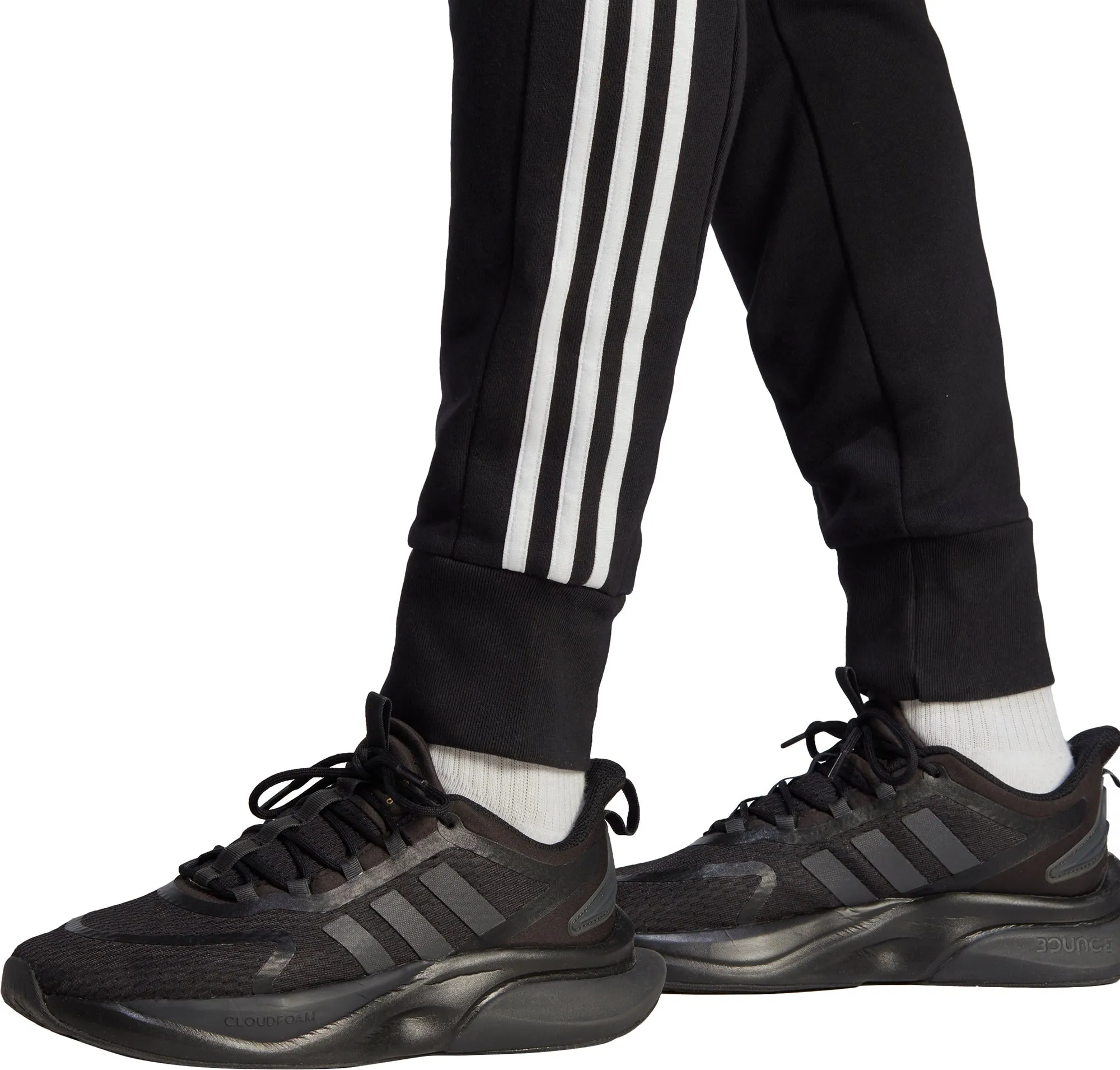 Urban Ready All-Day Wear adidas Essentials Tapered Cuff 3 Stripes Mens Joggers - Black