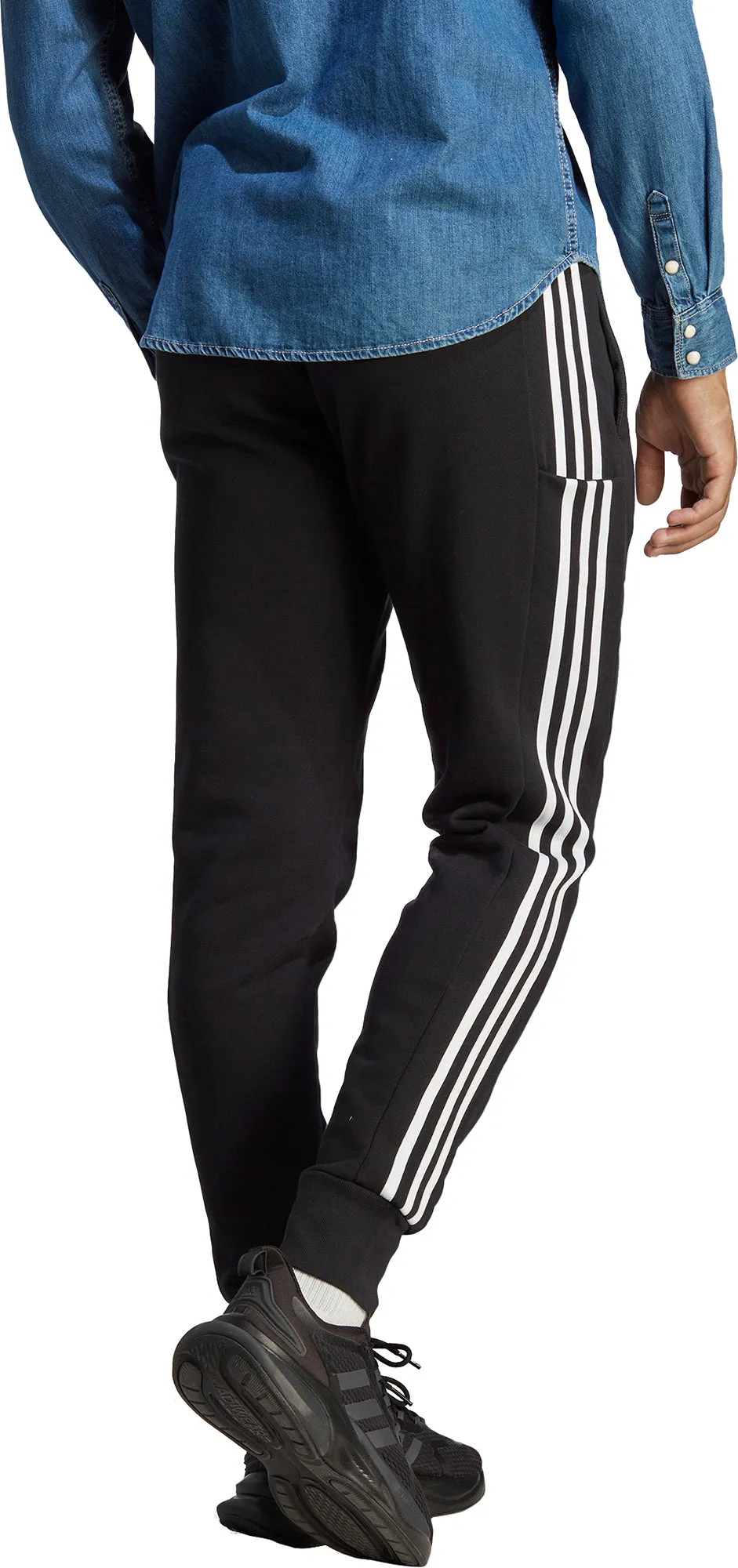 Elasticized Cuffs adidas Essentials Tapered Cuff 3 Stripes Mens Joggers - Black
