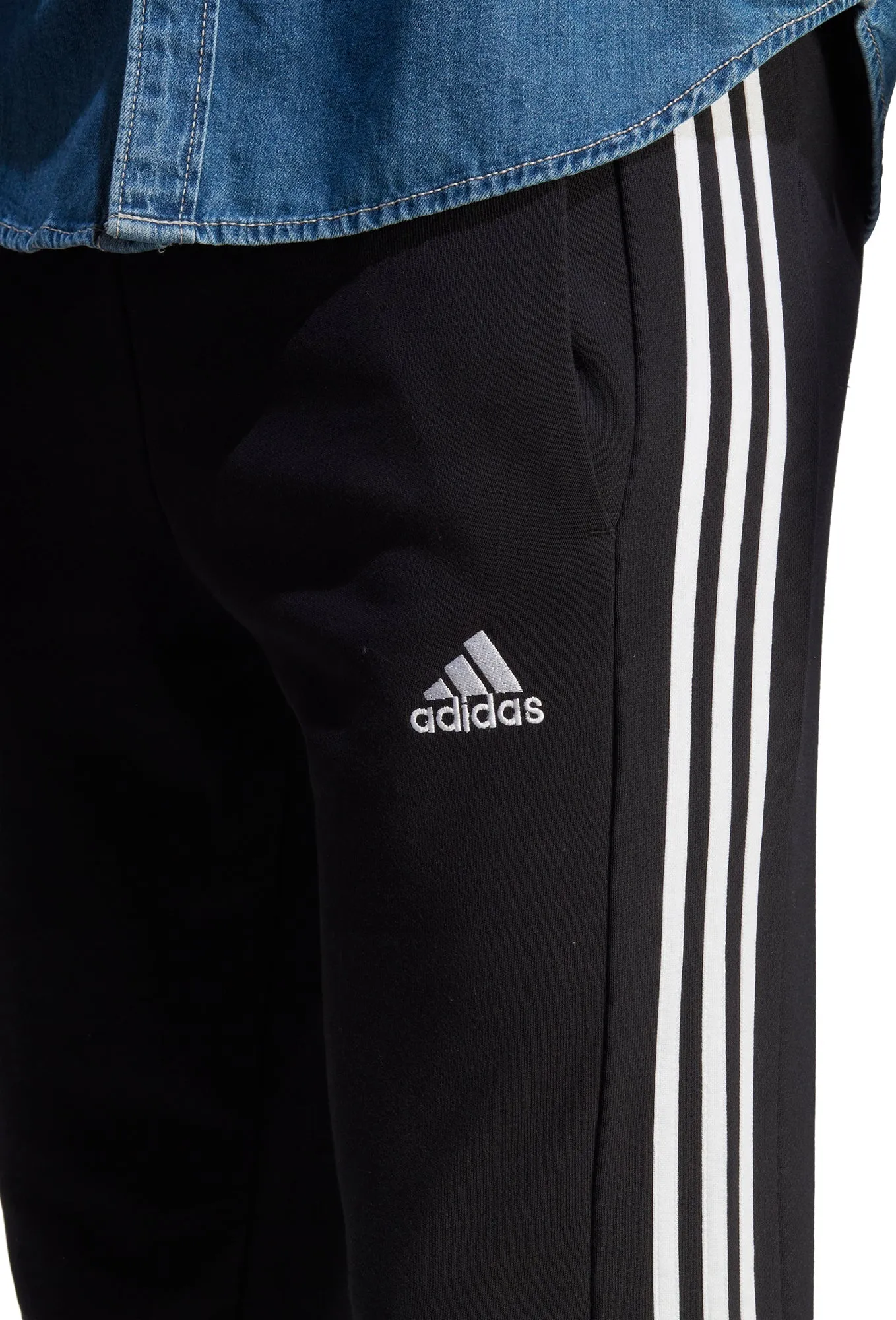 Chilly Day Layers adidas Essentials Tapered Cuff 3 Stripes Mens Joggers - Black