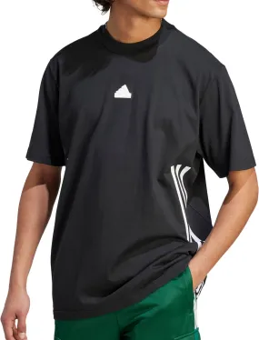 Daily Casual adidas Future Icons 3 Stripes Mens Short Sleeve Top - Black
