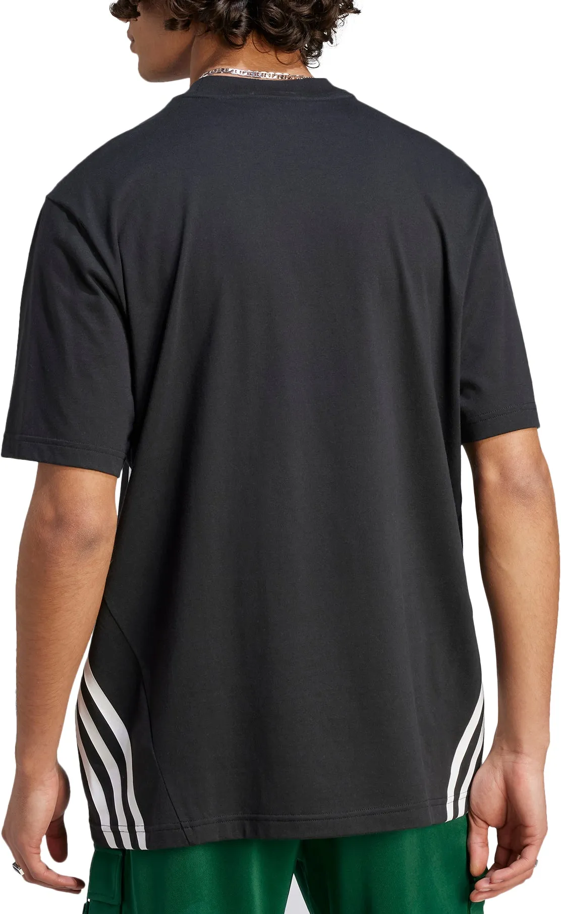 Animal print wildness adidas Future Icons 3 Stripes Mens Short Sleeve Top - Black