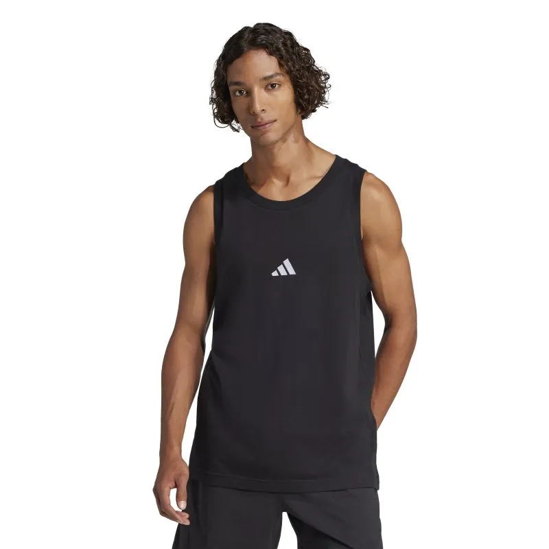 Adidas Mens Essentials Small Logo Tank Layered Hem Detail