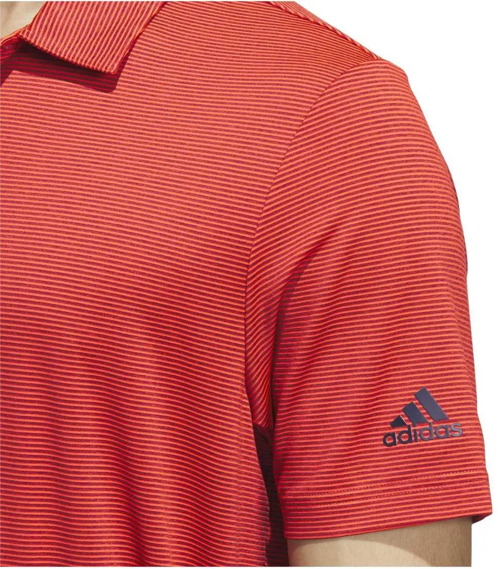 adidas Ottoman Stripe Short Sleeve Mens Golf Polo Shirt - Red Effortless Fashion Ribbed Collar Trim