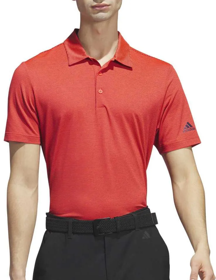 adidas Ottoman Stripe Short Sleeve Mens Golf Polo Shirt - Red Versatile Outfit