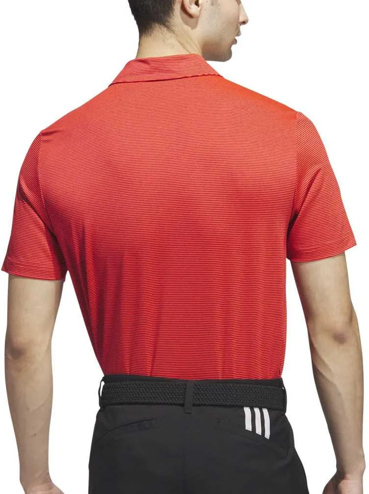 adidas Ottoman Stripe Short Sleeve Mens Golf Polo Shirt - Red TexturedWeavePattern Comfortable Touch