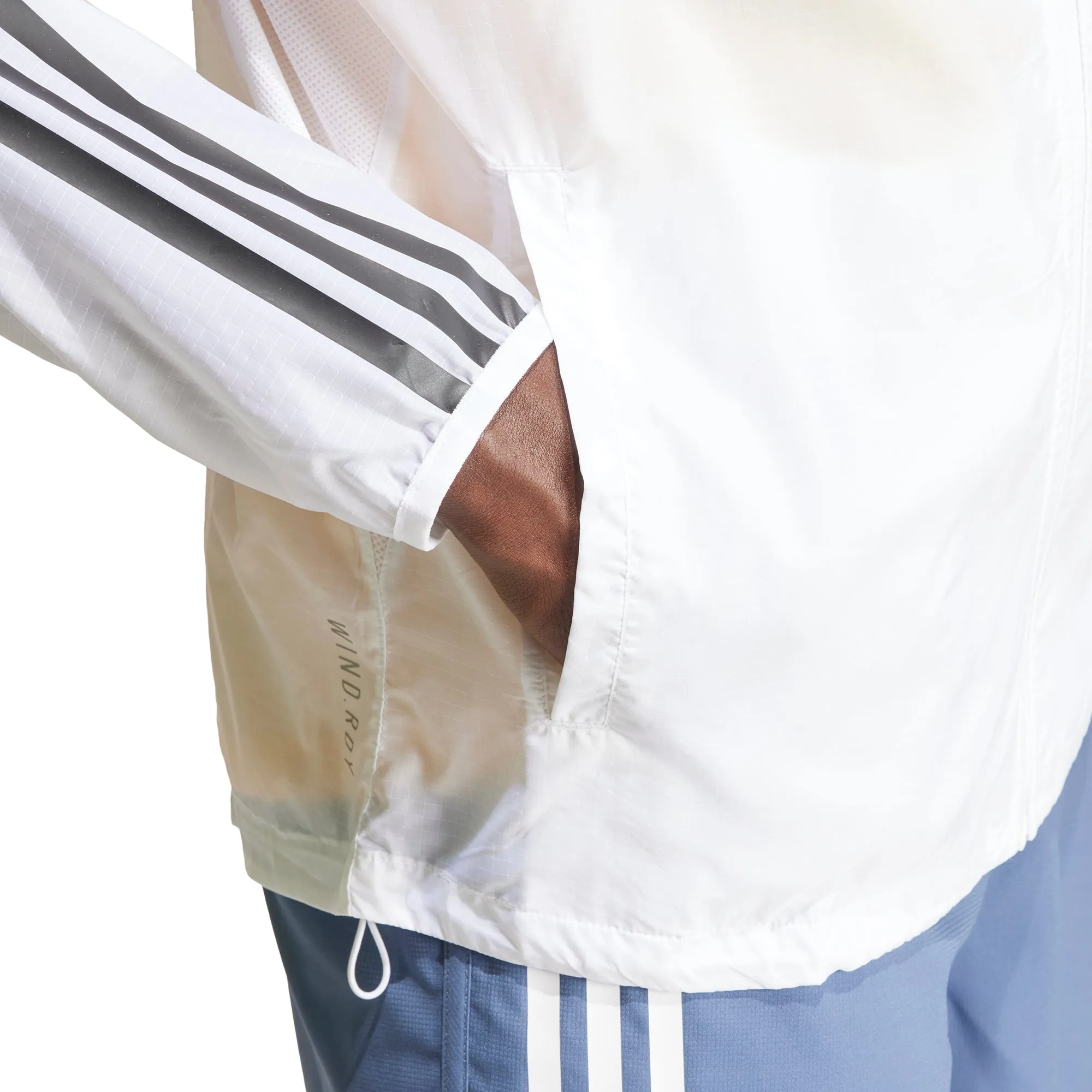 adidas Own The Run 3 Stripes Mens Running Jacket - White Off Duty Minimalist