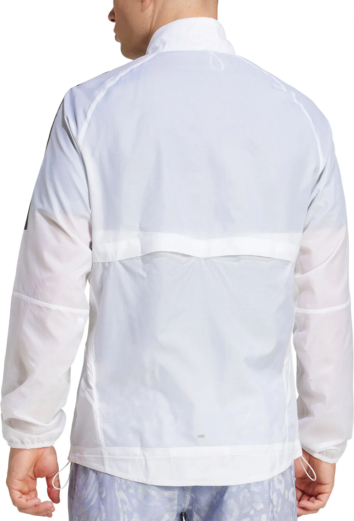 Wilderness Quick Layering adidas Own The Run 3 Stripes Packable Mens Running Jacket - White