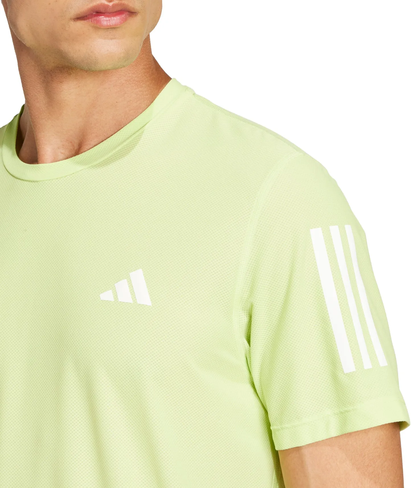 adidas Own The Run ClimaCool Short Sleeve Mens Running Top - Green Fashionable Short Sleeve