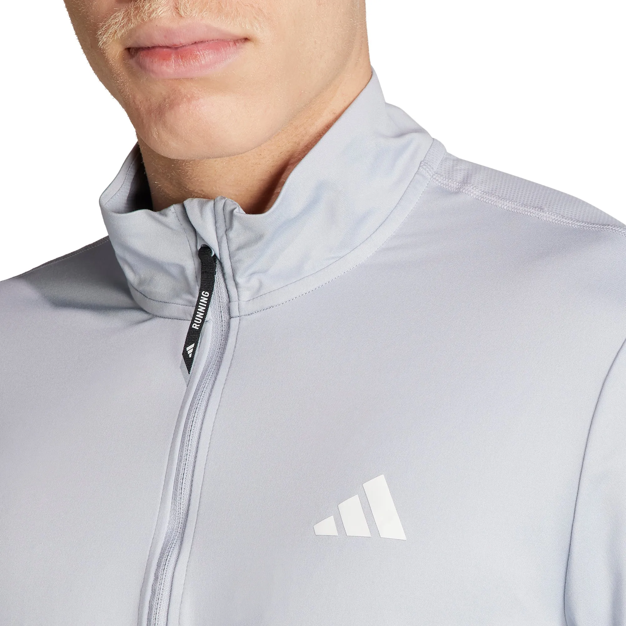 Wrinkle Resistant Cloth adidas Own The Run Half Zip Long Sleeve Mens Running Top - Grey