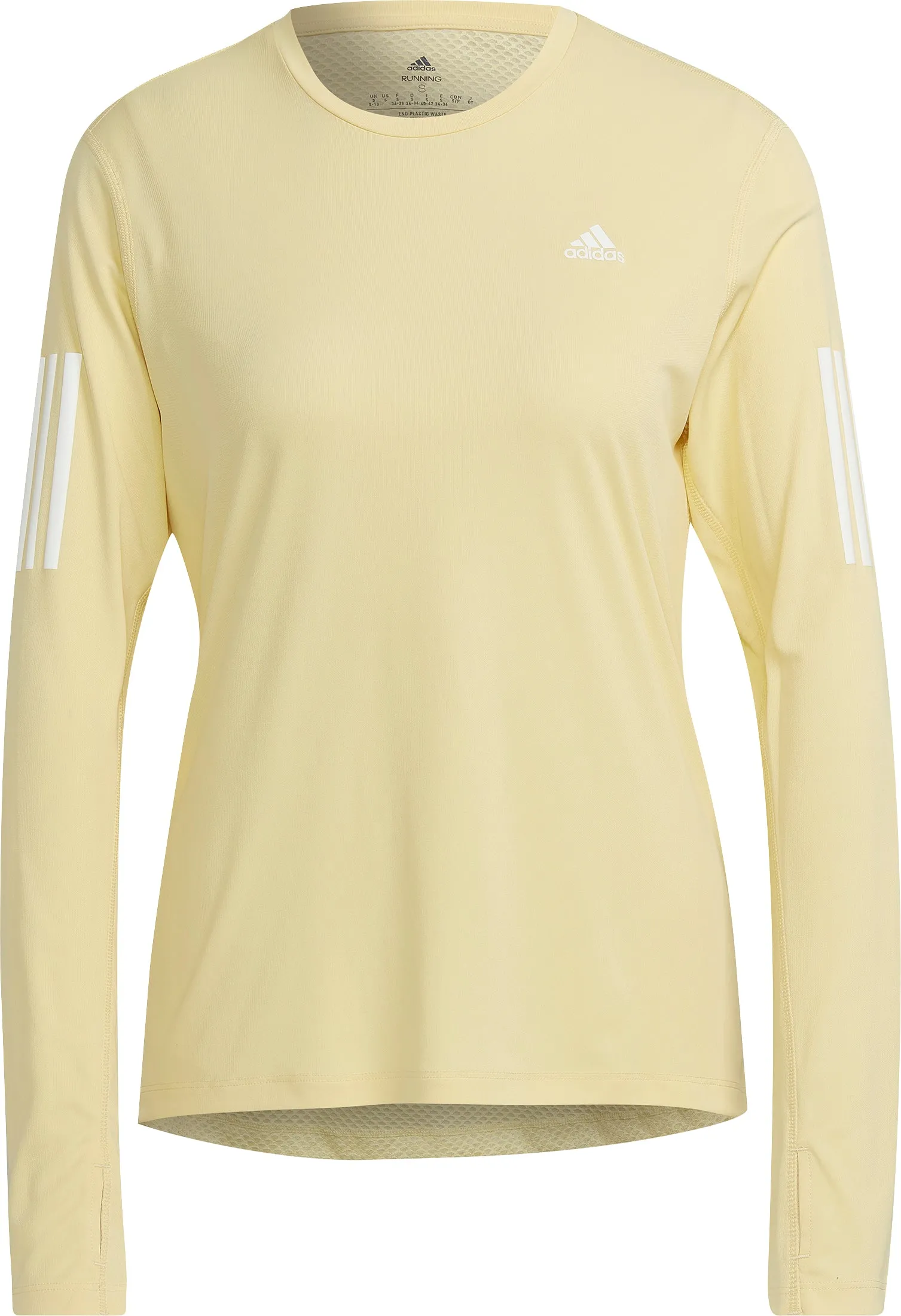 Sporty Vibe Travel Essential adidas Own The Run Long Sleeve Womens Running Top - Yellow