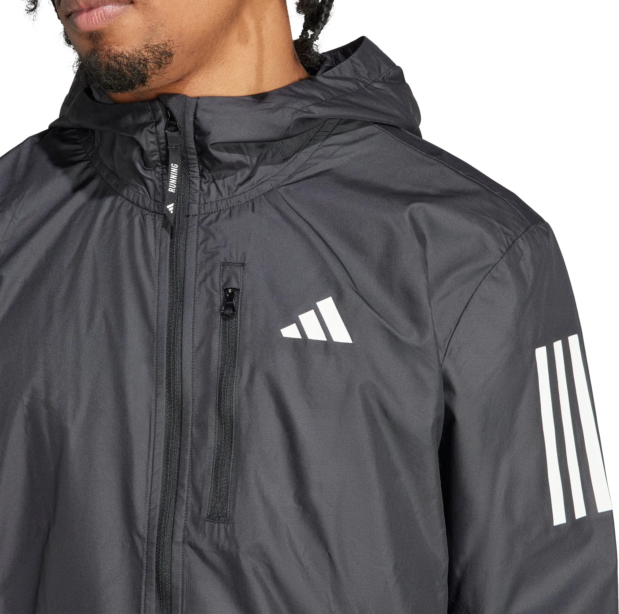 hat High-Tech Fabric adidas Own The Run Mens Running Jacket - Black