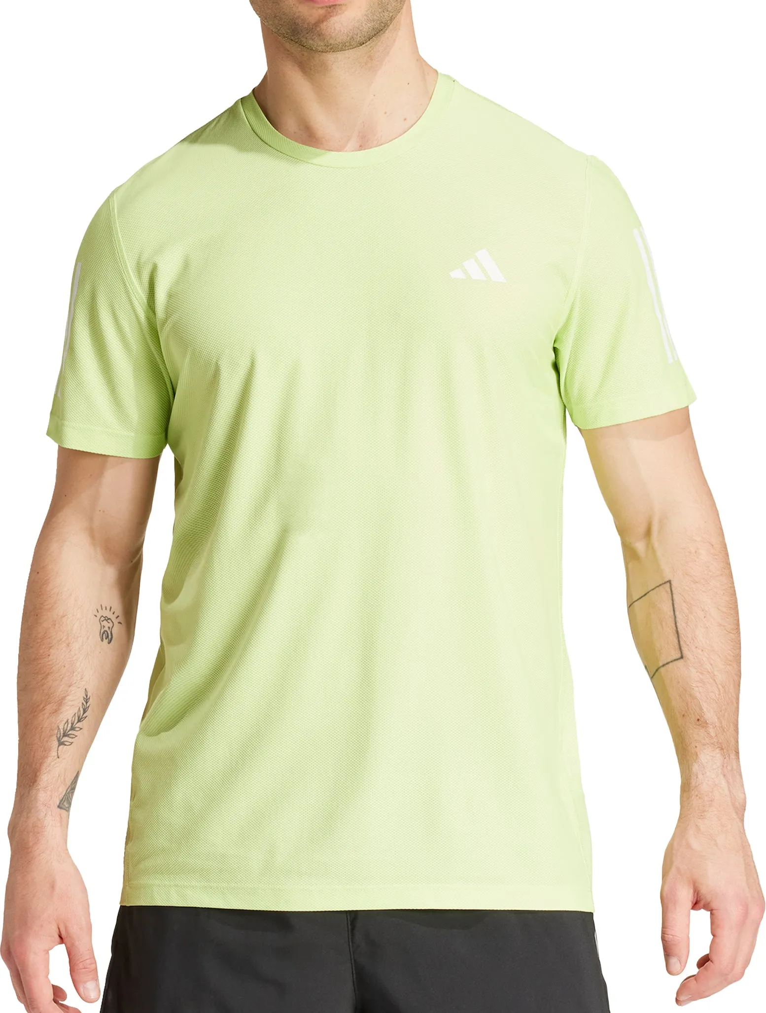 Stylish and Easygoing adidas Own The Run Short Sleeve Mens Running Top - Green