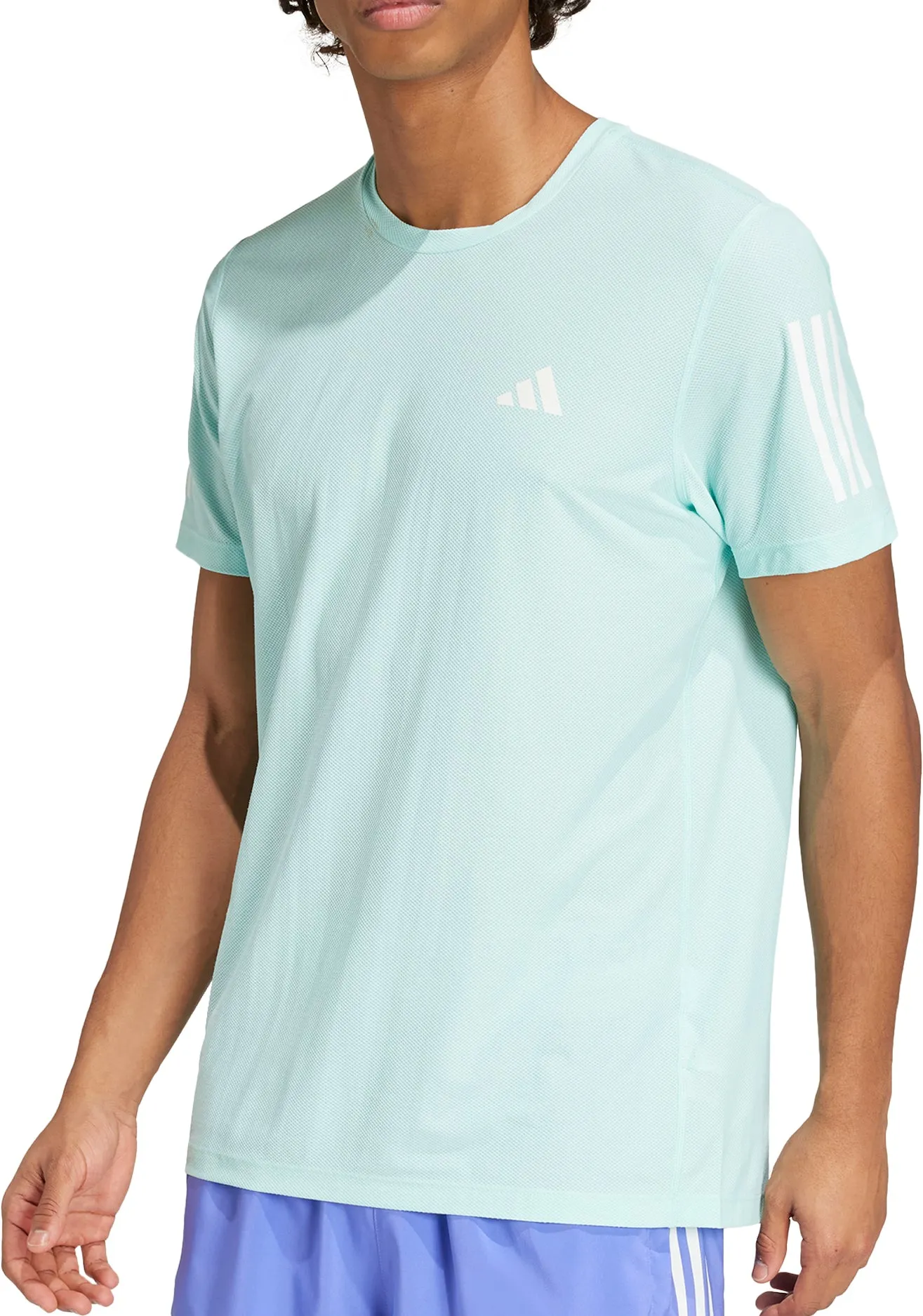 Loose Fit adidas Own The Run Short Sleeve Mens Running Top - Green