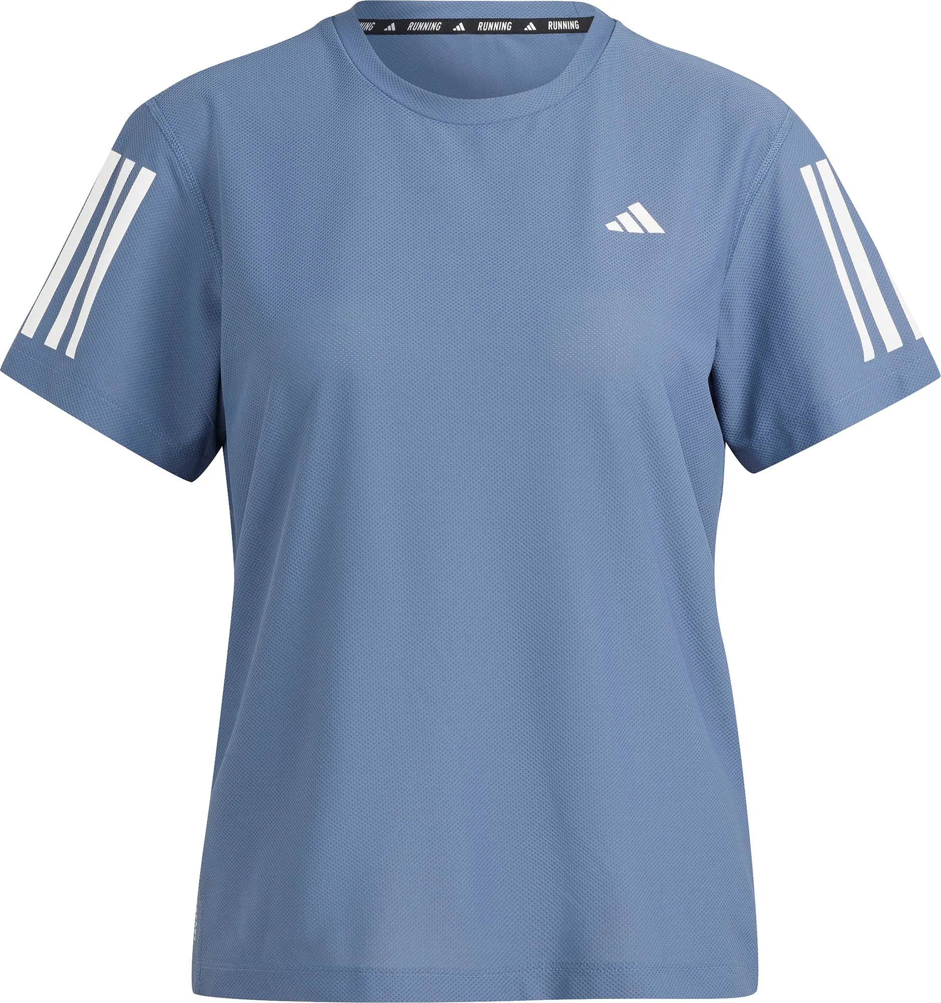 adidas Own The Run Short Sleeve Womens Running Top - Blue Crew Neck Design