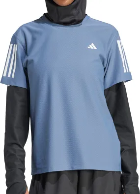 Office Attire adidas Own The Run Short Sleeve Womens Running Top - Blue
