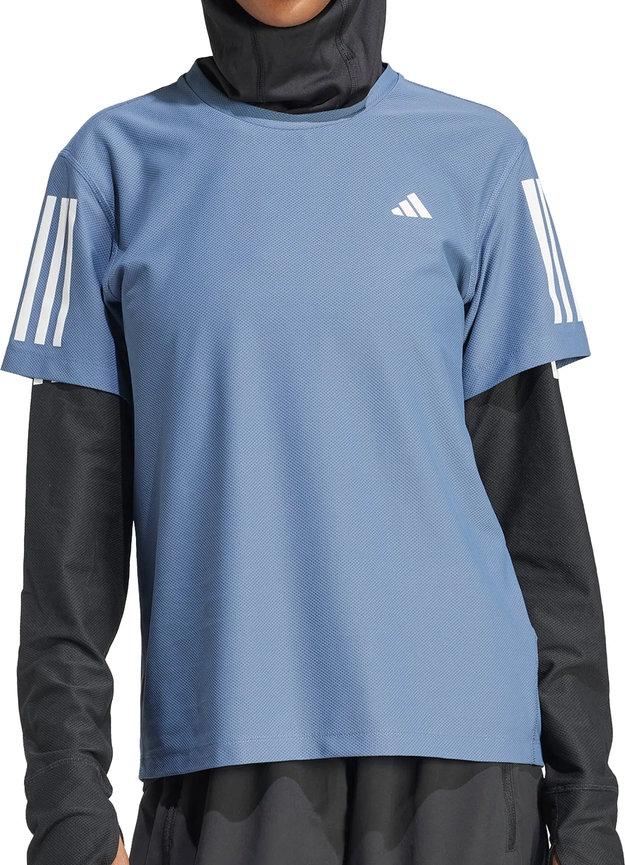Office Attire adidas Own The Run Short Sleeve Womens Running Top - Blue