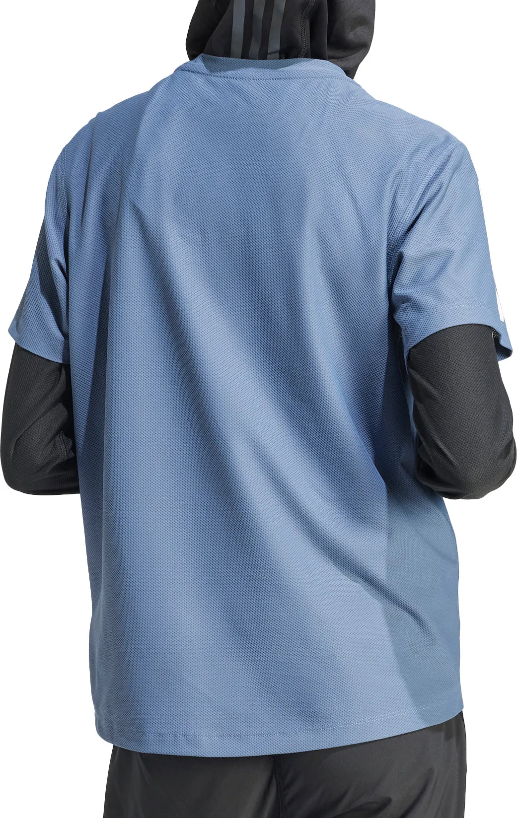 Multi Panel Structure Lightweight Layer adidas Own The Run Short Sleeve Womens Running Top - Blue