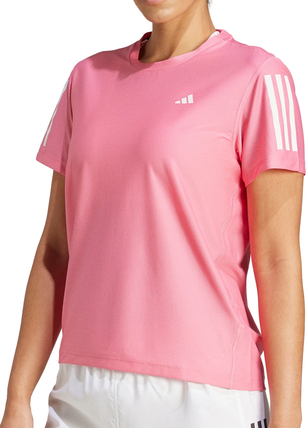 adidas Own The Run Short Sleeve Womens Running Top - Pink Casual Layering Wear Cozy Look
