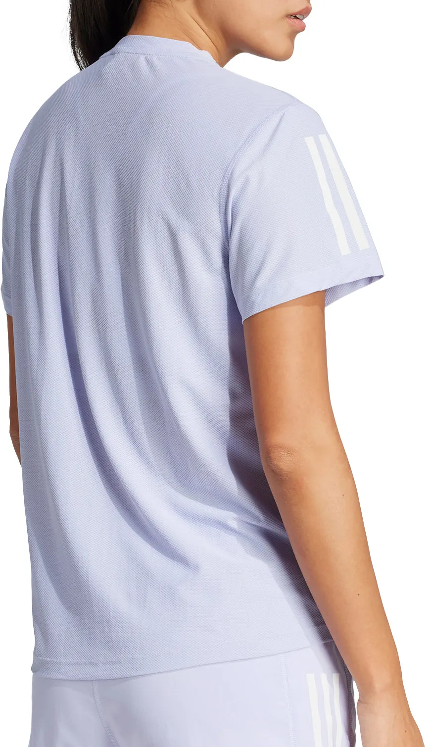 adidas Own The Run Short Sleeve Womens Running Top - Purple Standard Body Fit