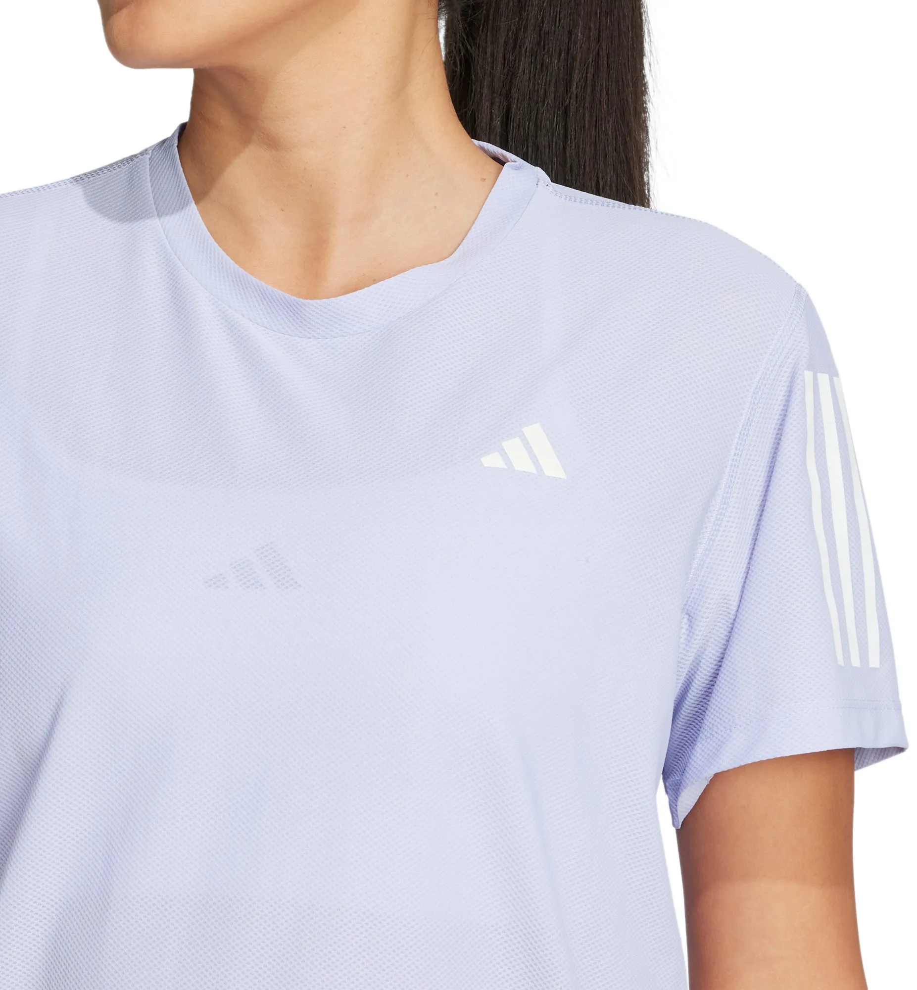 quick-drying sporty wear adidas Own The Run Short Sleeve Womens Running Top - Purple