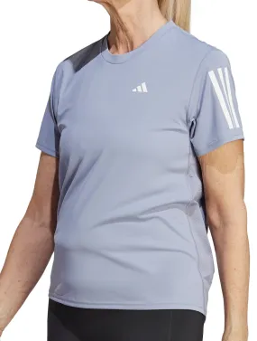 adidas Own The Run Short Sleeve Womens Running Top - Purple Collared formality Cotton Blend