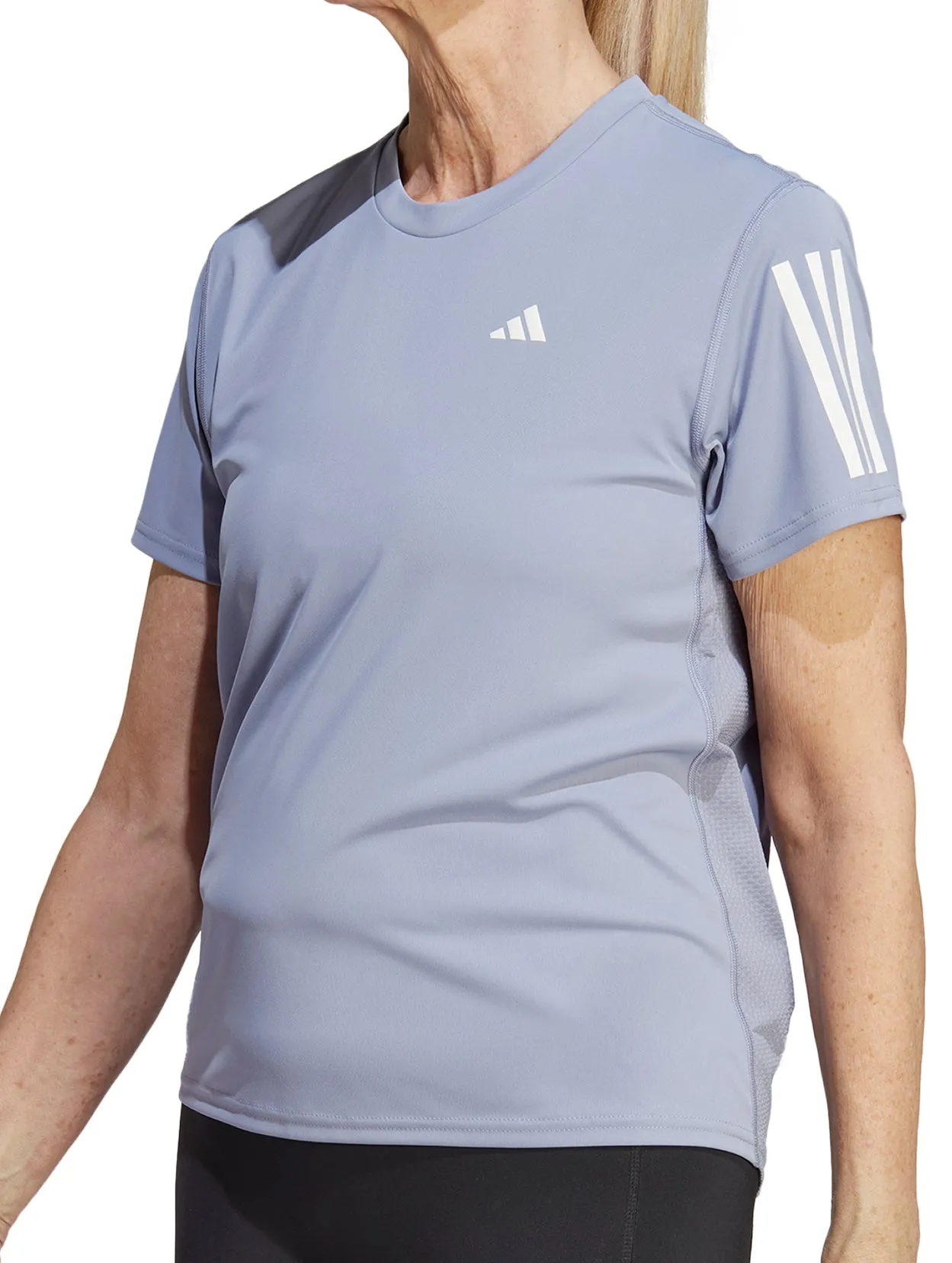 adidas Own The Run Short Sleeve Womens Running Top - Purple Collared formality Cotton Blend