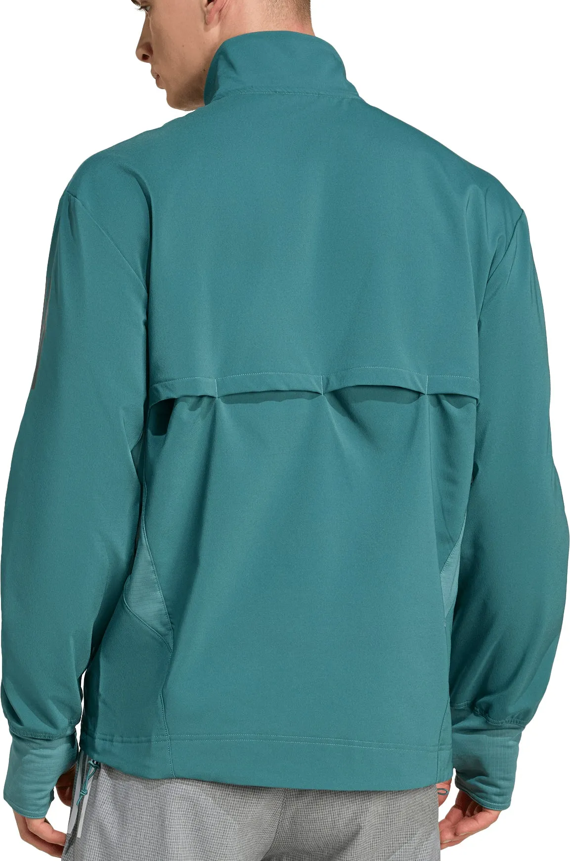 adidas Own The Run Winterized Mens Running Jacket - Green Ribbed Knit Cuffs Insulated Comfort
