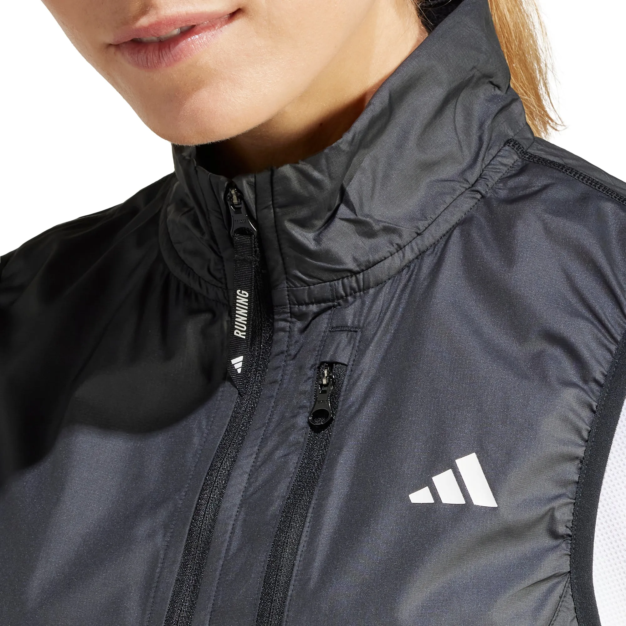 Practical Comfort Noise Reduced Fabric adidas Own The Run Womens Running Gilet - Black