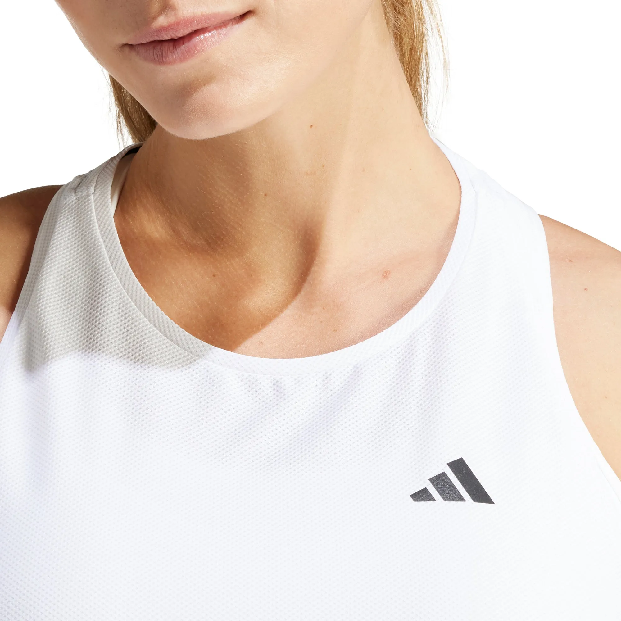 Boat Neck Easy Fit Wear adidas Own The Run Womens Running Vest Tank Top - White