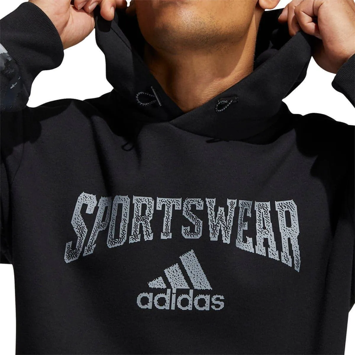 adidas Reverse Retro Future Icons Graphic Mens Hoody - Black Feminine Style Nutria like