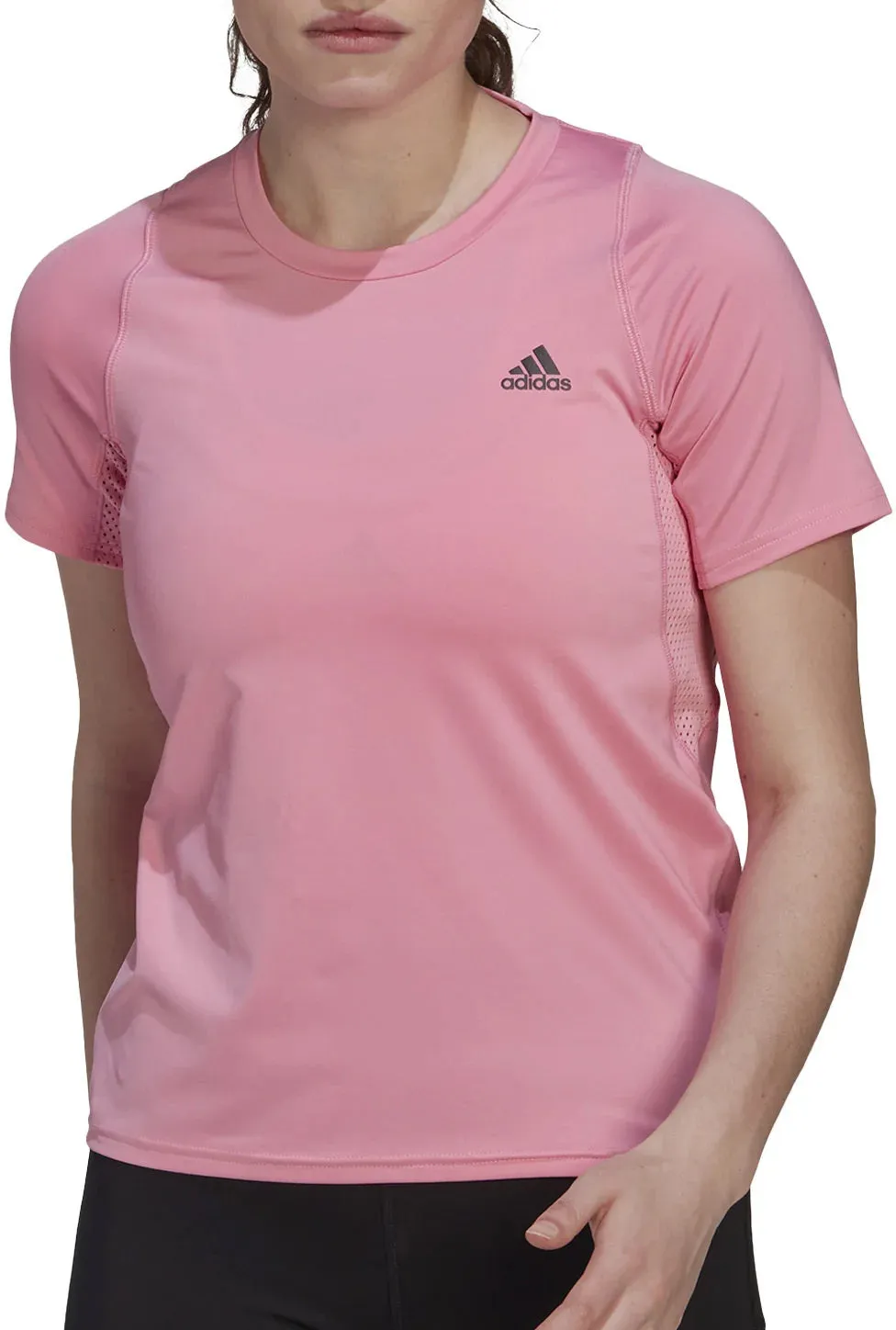 adidas Run Fast PB Short Sleeve Womens Running Top - Pink Light Comfort Style