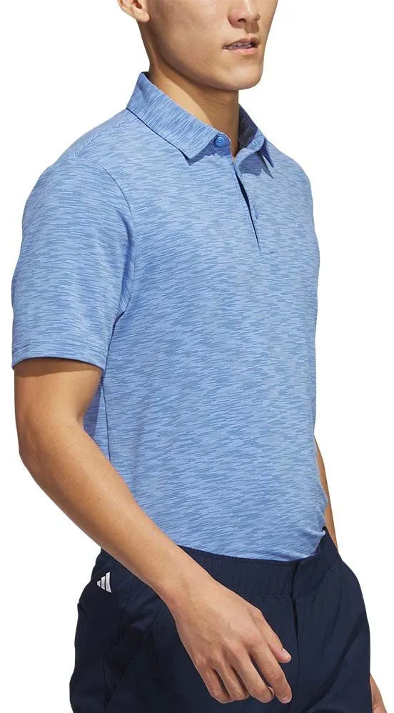 adidas Space Dye Short Sleeve Mens Golf Polo Shirt - Blue Biodegradable Options Anti Static Fabric
