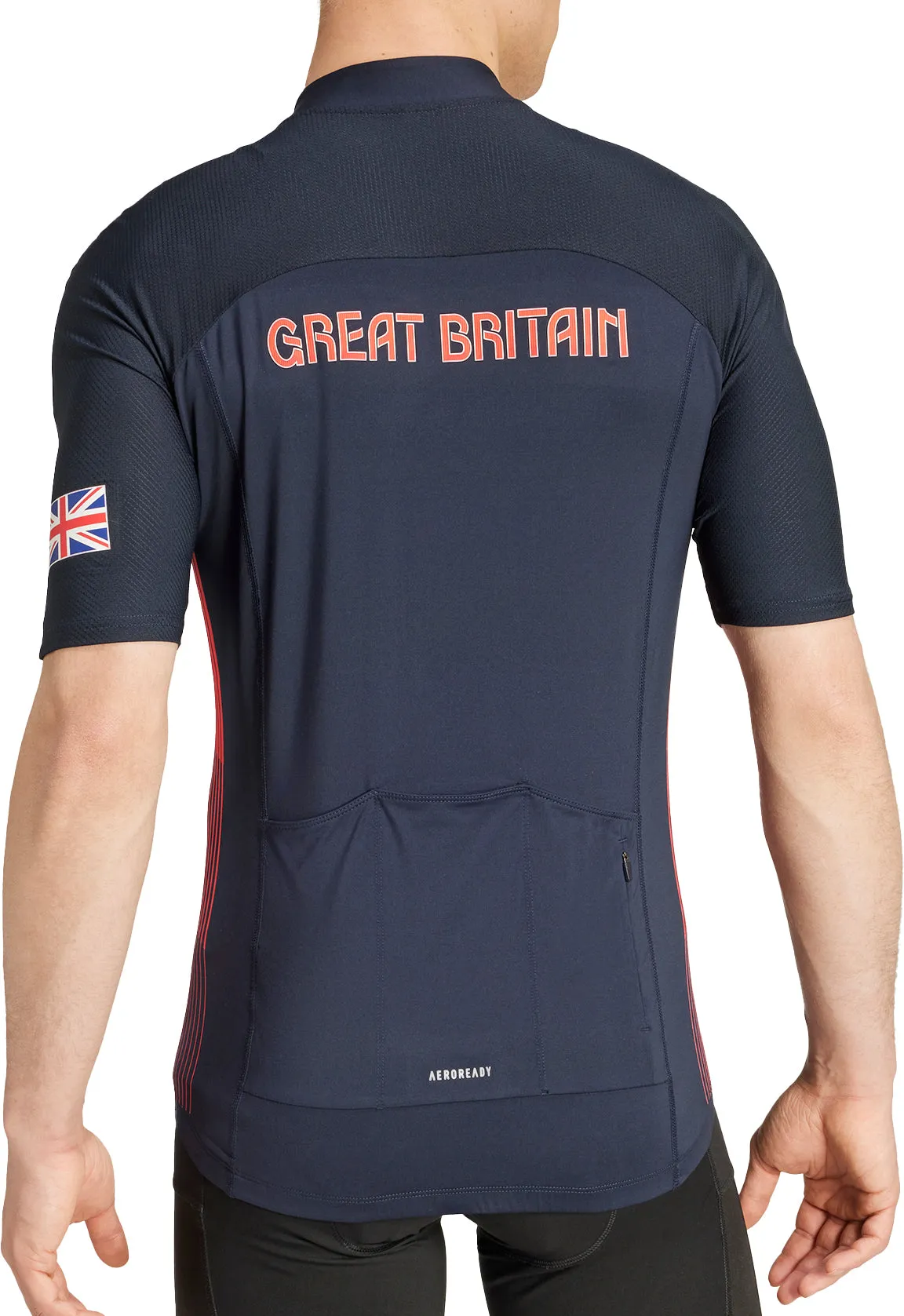 adidas Team GB Short Sleeve Mens Cycling Jersey - Blue Heather Texture Finish