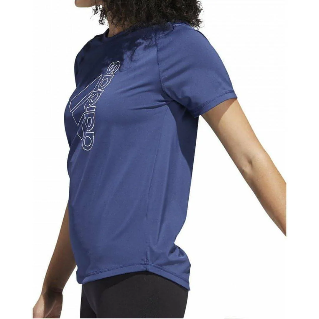 outdoor concert Soft and Lightweight adidas Tech Badge of Sport Short Sleeve Womens Training Top - Blue