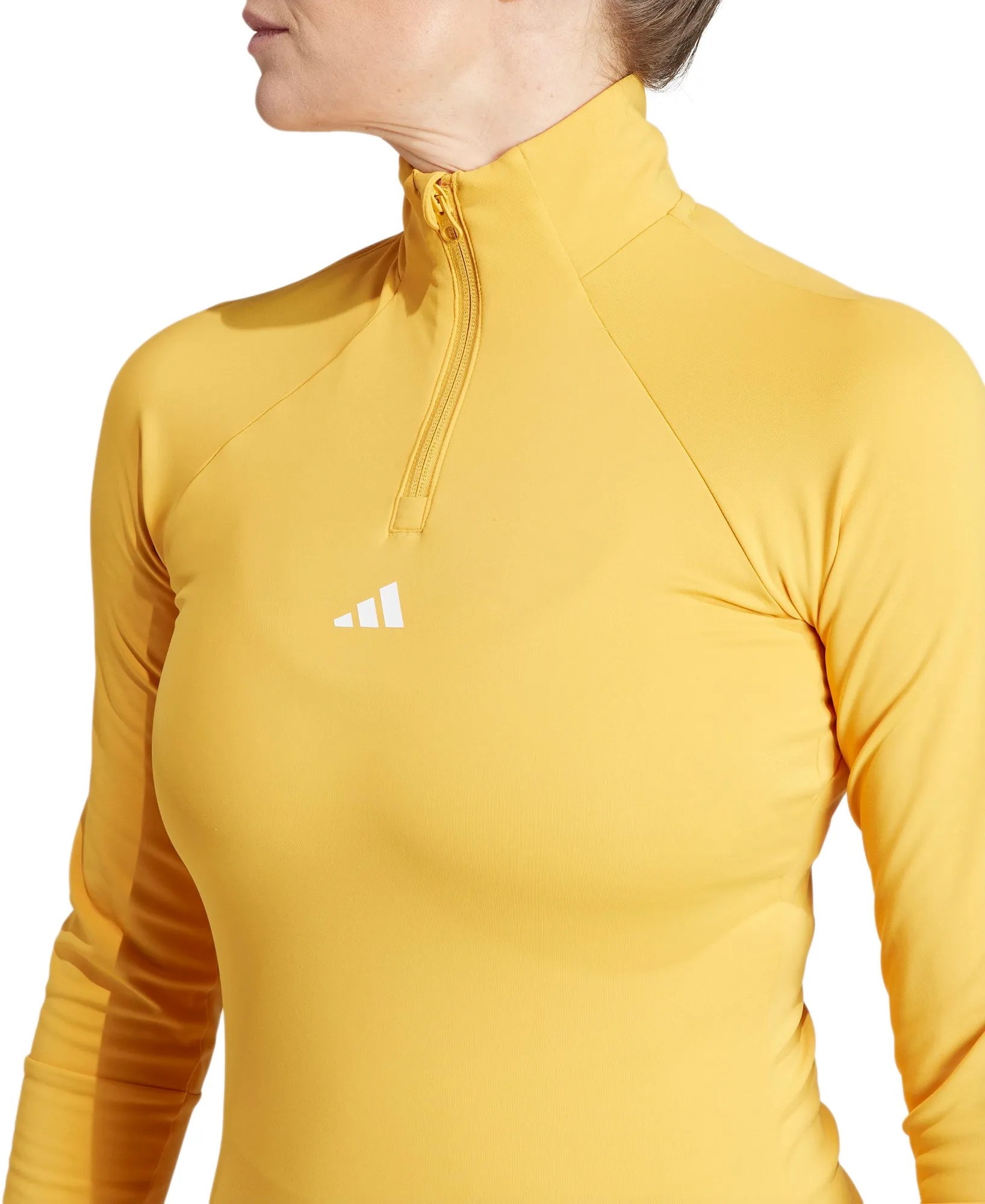 adidas Tech-Fit COLD.RDY Half Zip Long Sleeve Womens Running Top - Yellow Bold Comfort