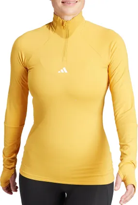 Holiday Trend Bold Style adidas Tech-Fit COLD.RDY Half Zip Long Sleeve Womens Running Top - Yellow