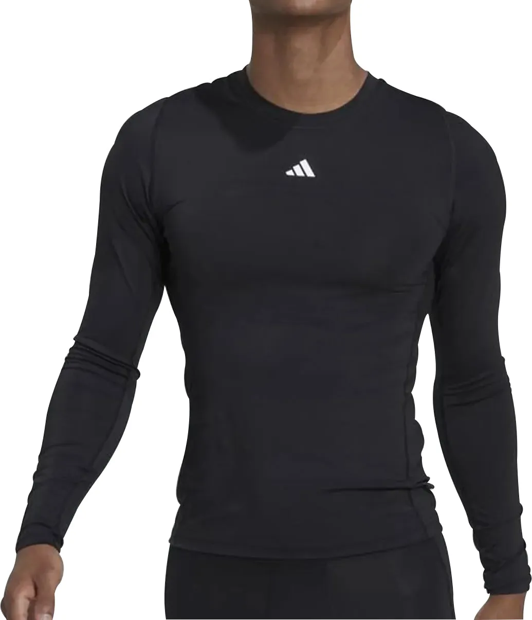 adidas Tech Fit Long Sleeve Mens Training Top - Black Trendy Fabric Animal Print