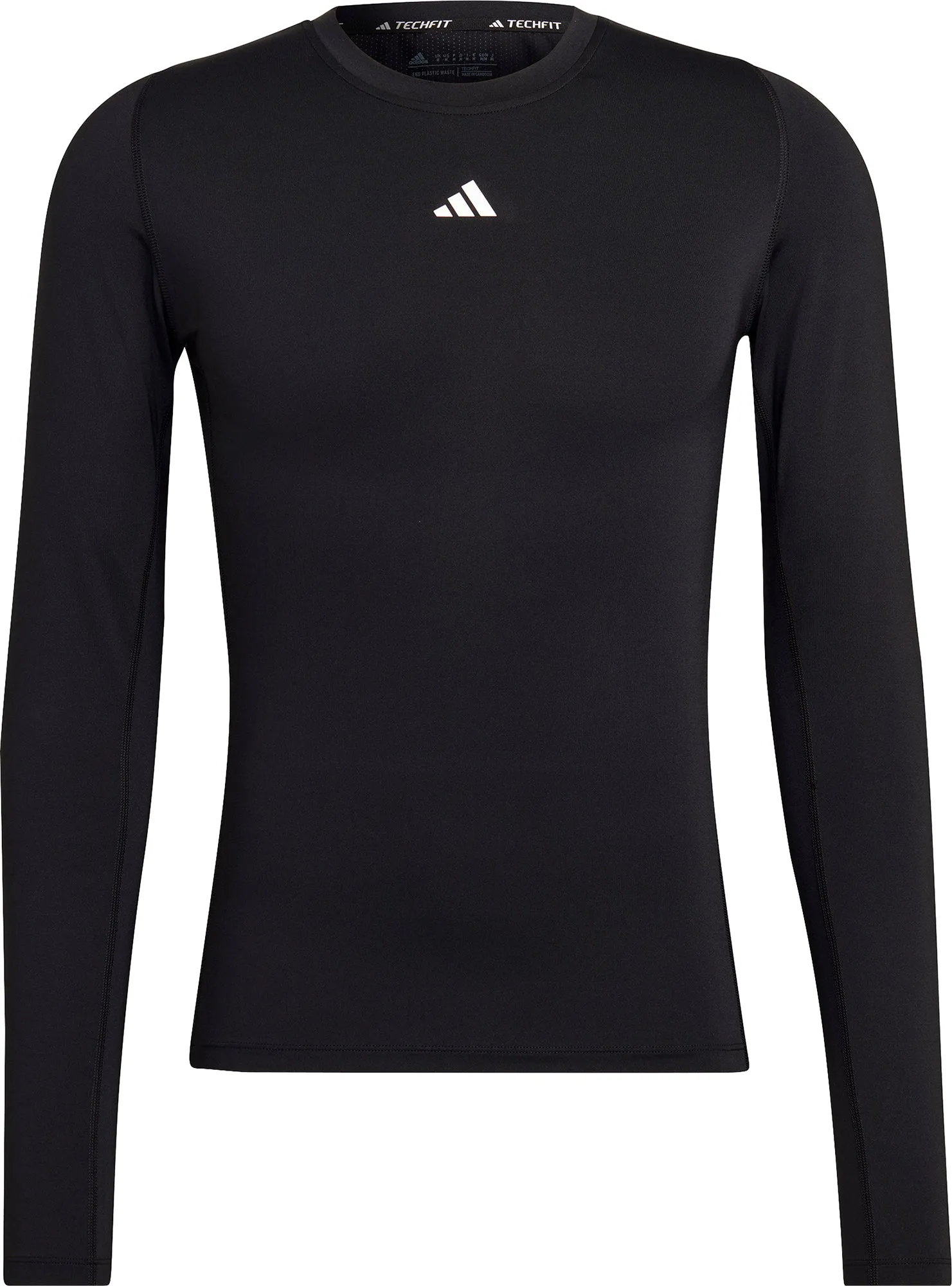 Flatlock stitching Easy to Style adidas Tech Fit Long Sleeve Mens Training Top - Black