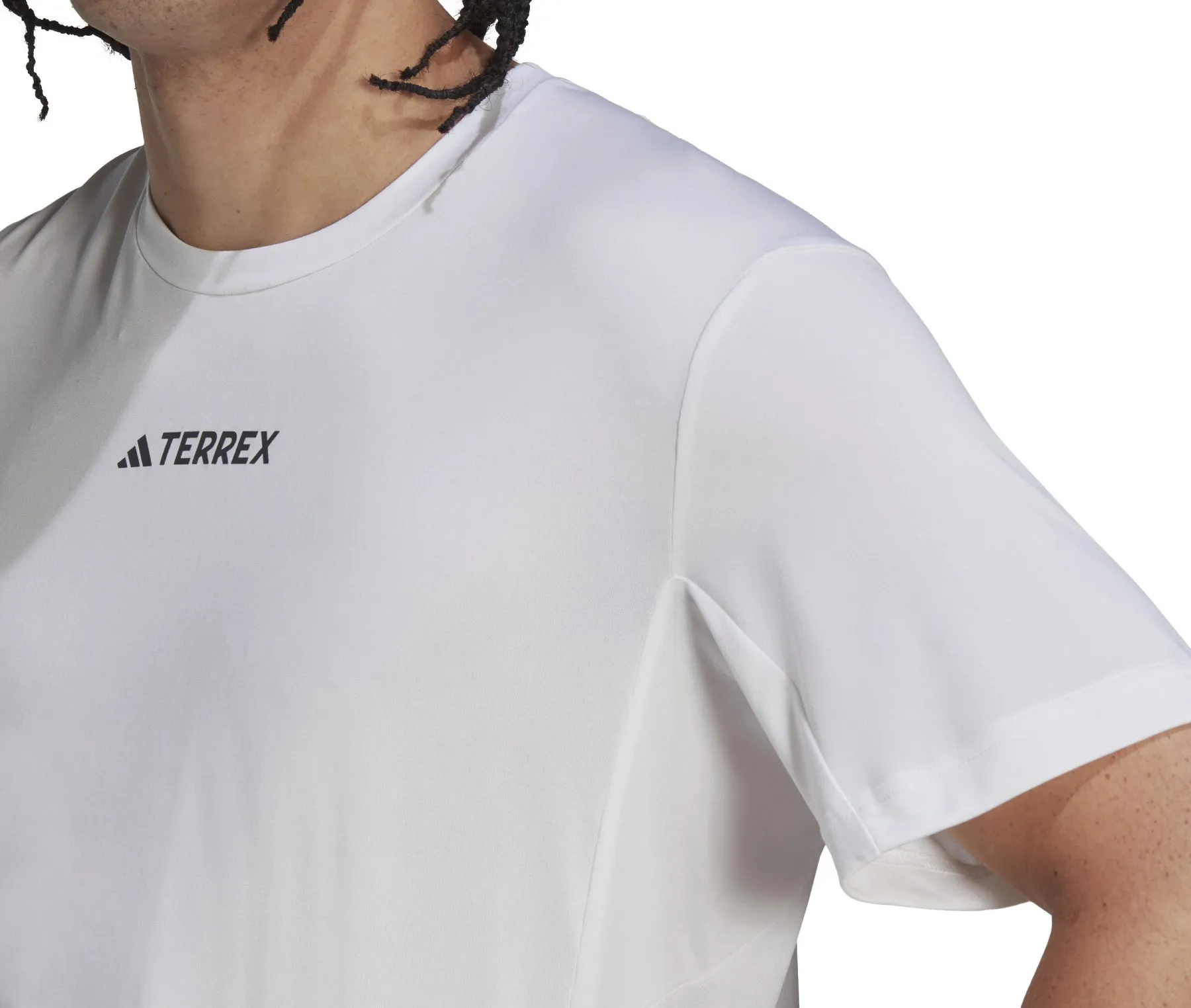 Breathable Mesh Panels TemperatureControl Fabric adidas Terrex Multi Short Sleeve Mens Running Top - White