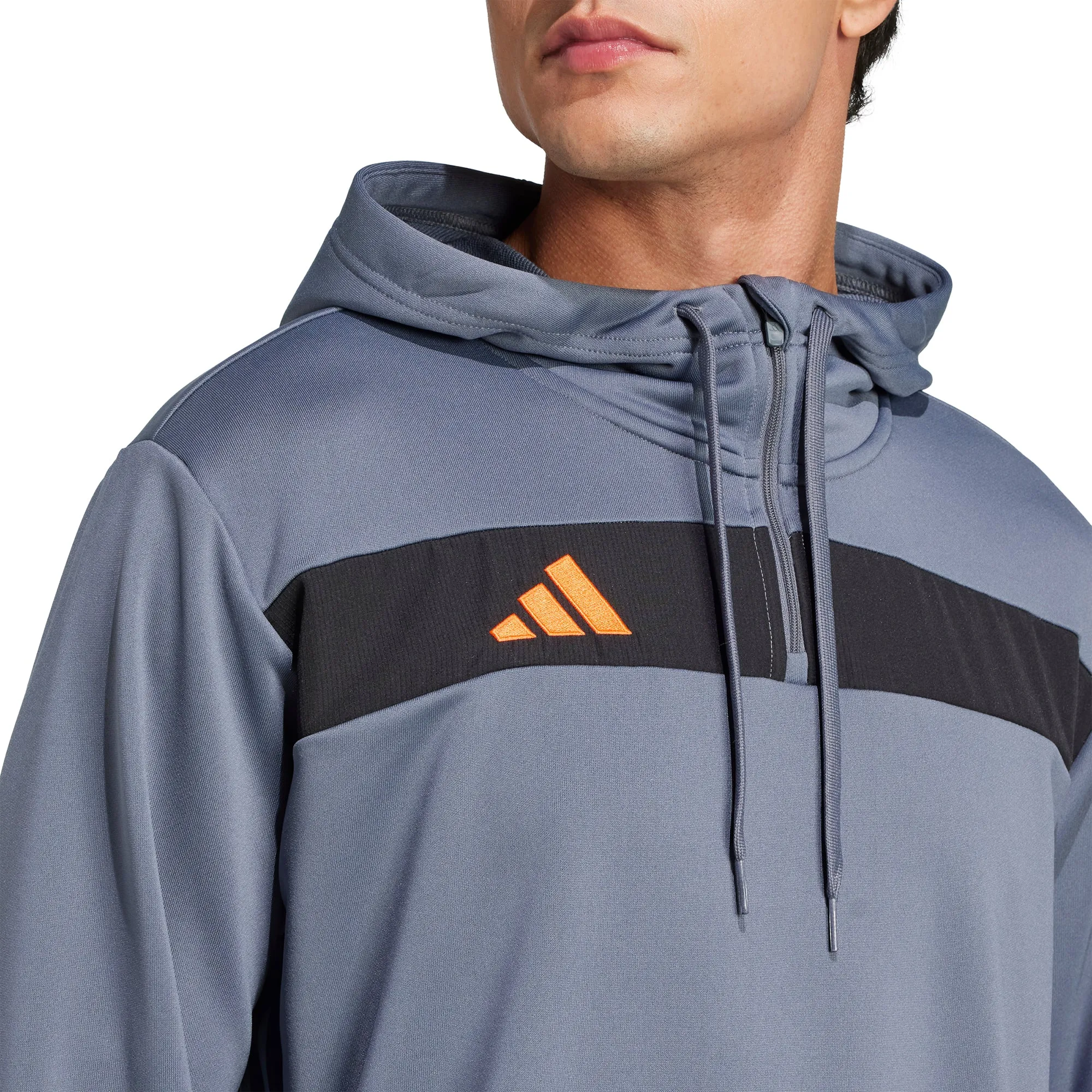 adidas Tiro 25 Essentials Half Zip Hooded Long Sleeve Mens Training Top - Grey Floral freshness