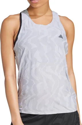 adidas Ultimate AIRCHILL Engineered Womens Running Vest Tank Top - Grey Beaded details