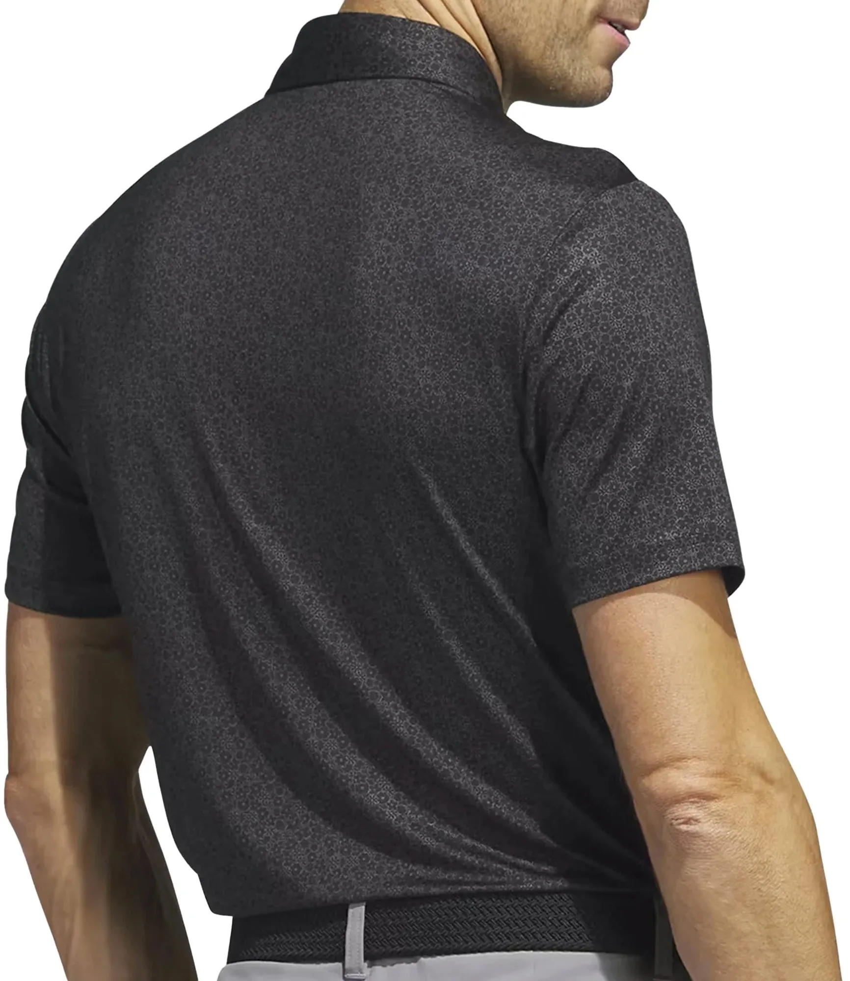 RelaxedFit adidas Ultimate365 Allover Print Short Sleeve Mens Golf Polo Shirt - Black