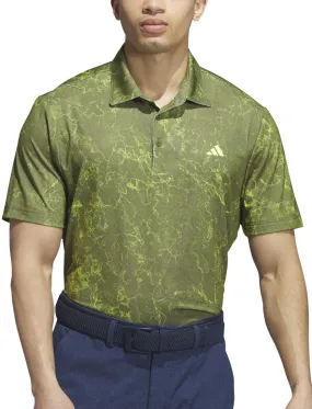 adidas Ultimate365 Printed Short Sleeve Mens Polo Shirt - Green LayeringFriendly Easy Wear Option