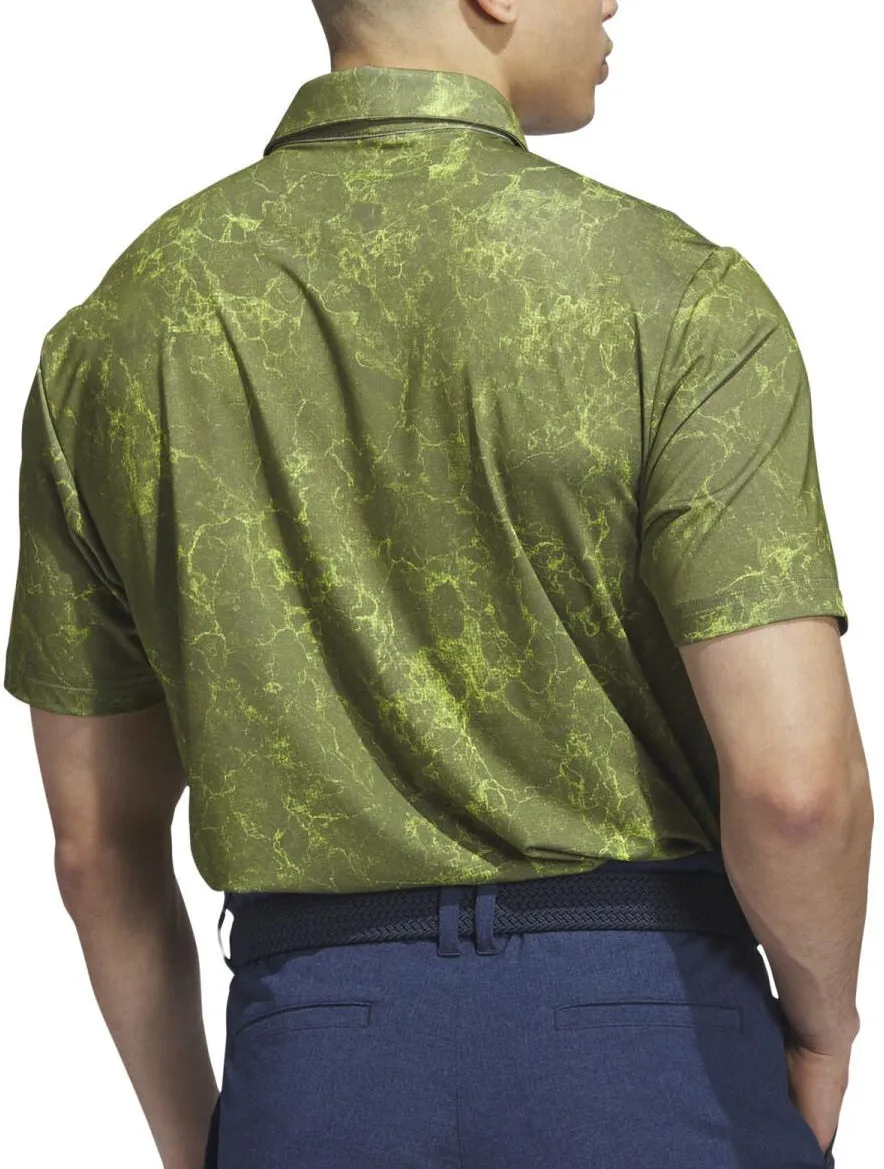 kids' athletic style adidas Ultimate365 Printed Short Sleeve Mens Polo Shirt - Green