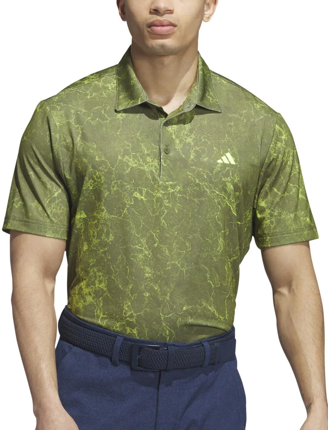 adidas Ultimate365 Printed Short Sleeve Mens Polo Shirt - Green LayeringFriendly Easy Wear Option