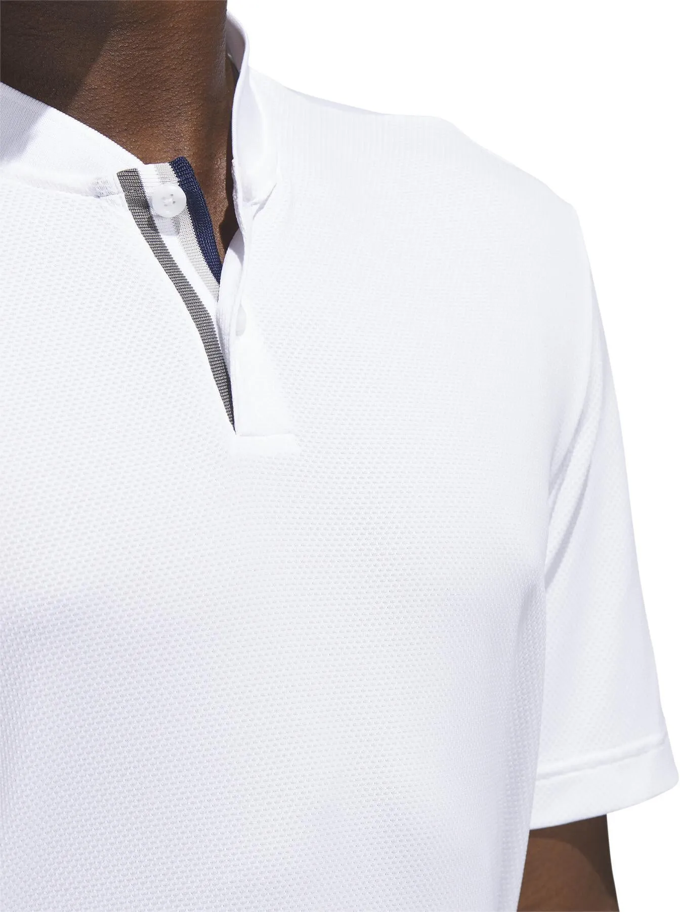 adidas Ultimate365 Tour Short Sleeve Mens Golf Polo Shirt - White spandex blend OversizedSilhouette