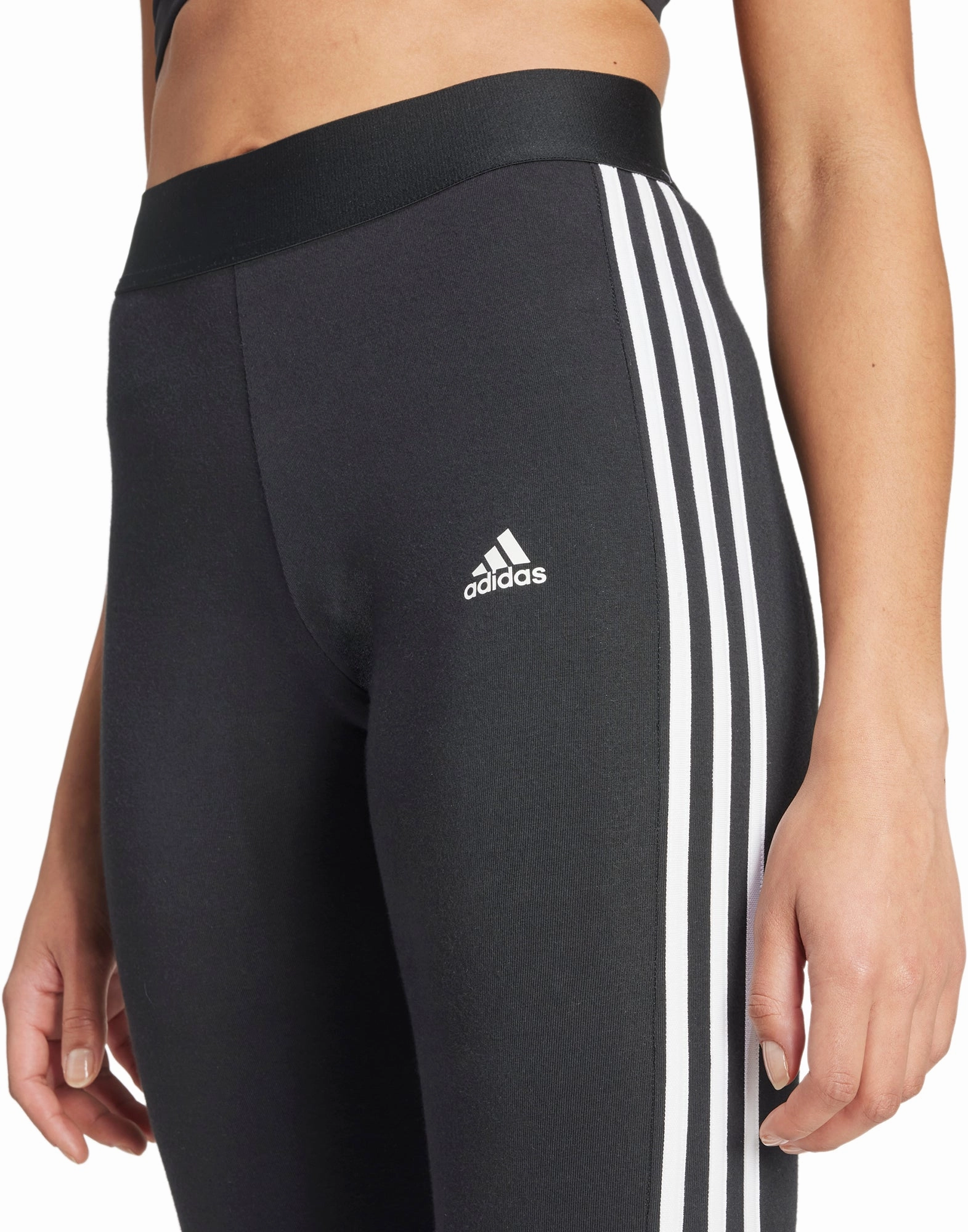 Tagless Design Simple Style adidas 3 Stripes Womens Long Training Tights - Black