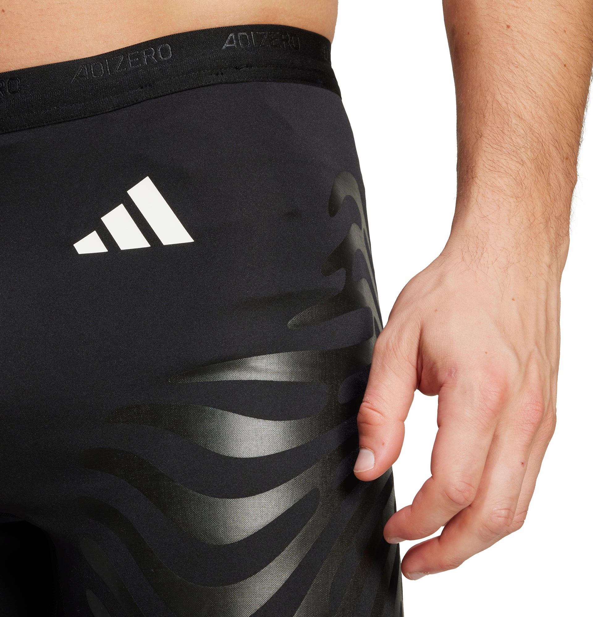 Adaptive Fit adidas Adizero Control Mens Short Running Tights With Stash Pocket - Black