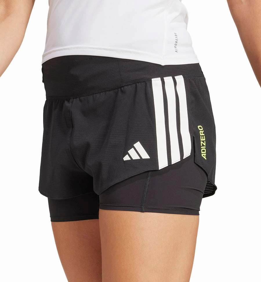 Fleece Lining Quick Evaporation Fabric adidas Adizero Gel Pocket 2 In 1 Womens Running Shorts - Black